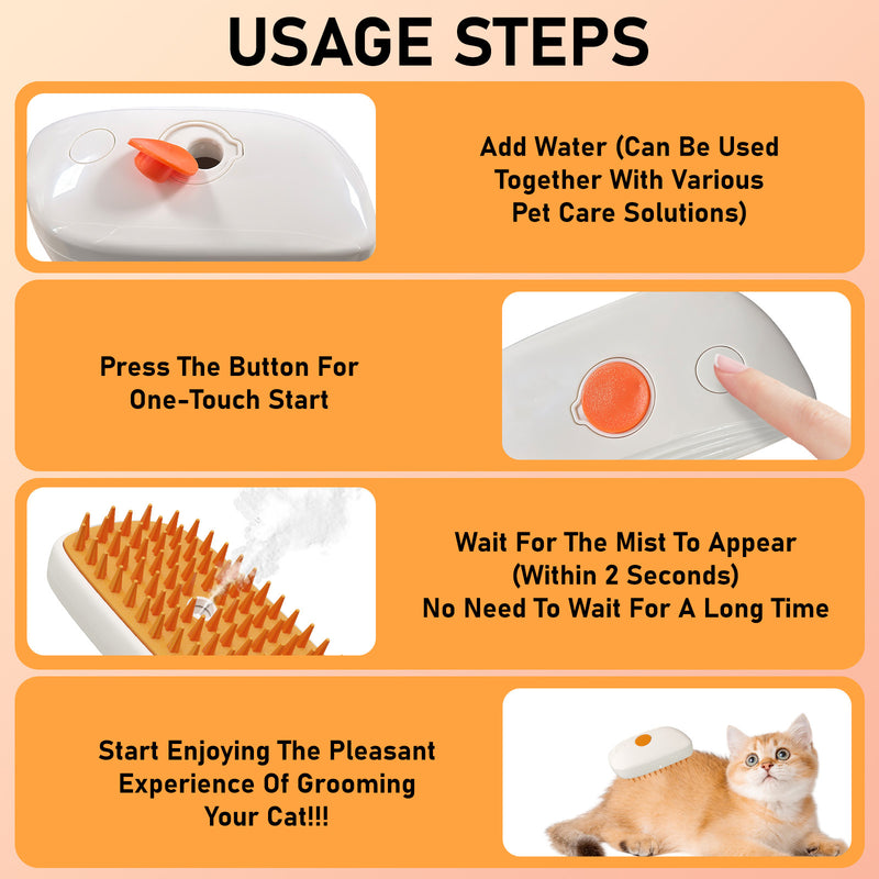 PawSteam -  4-in-1 Cat & Dog Grooming Brush
