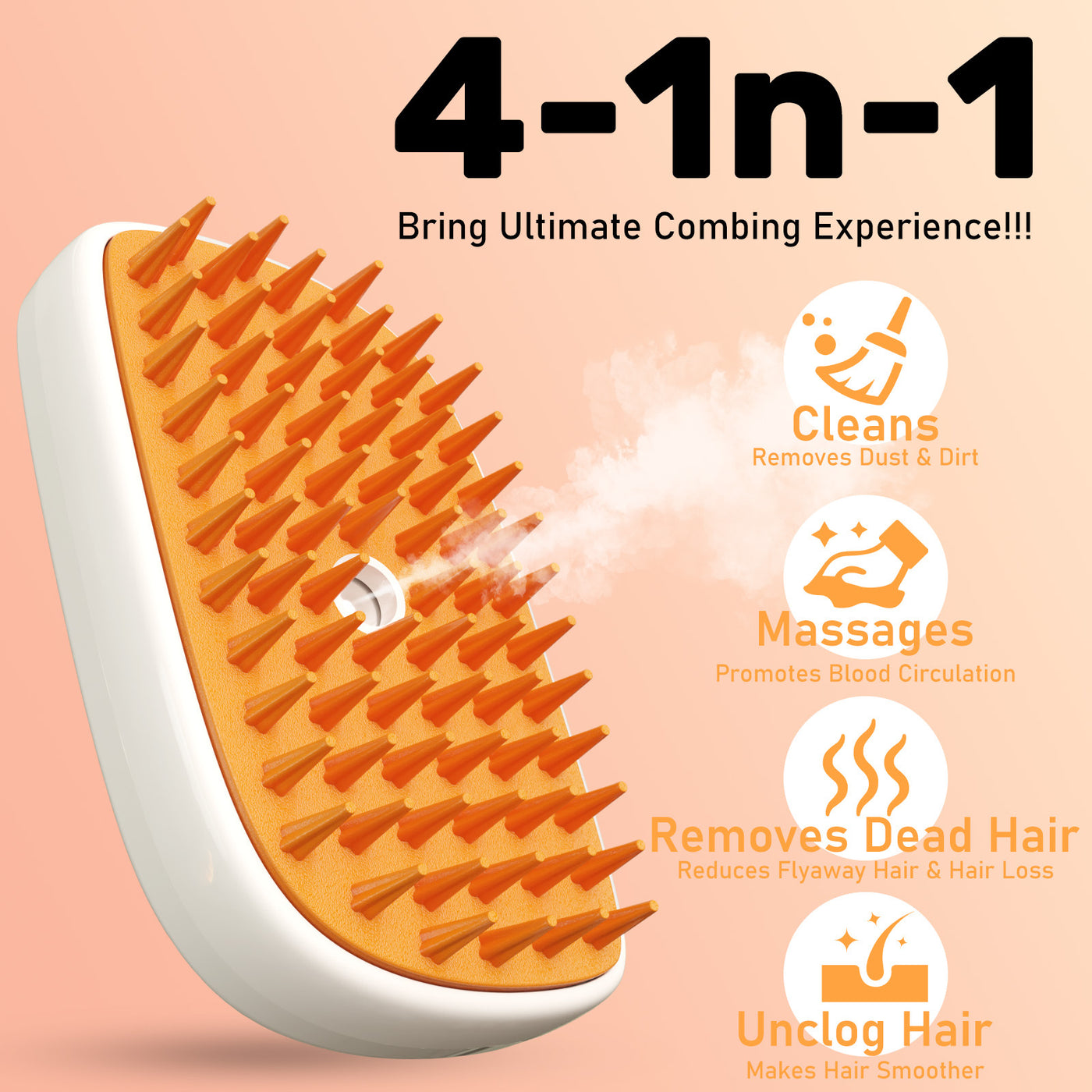 Orange comb with text on a pink background